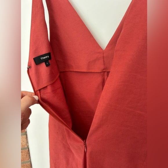 Theory linen blend Tadayon Stretch Midi Dress V-
Neck Sz 2 - Picture 5 of 11